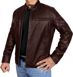 Chaqueta de cuero de oveja personalizada y elegante para hombre con bordado, estilo urbano. - Product Image 4