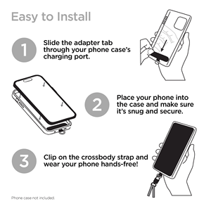 TECHcessories Chaîne argentée avec sangle de téléphone universelle en cuir végétalien noir - Product Image 4