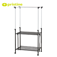 Séchoir à linge mobile sur pied, design minimaliste, pour salle de bain et buanderie, organisateur de rangement, double niveau, en acier et fer