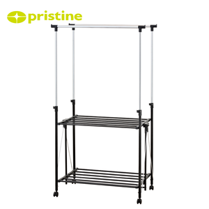 Tendedero de Ropa de Doble Nivel, de Acero, Móvil, Tipo Vertical, Diseño Minimalista para Baño, Lavadero, Organizador de Almacenamiento - Product Image 6