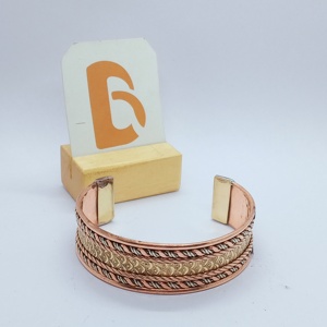 Vintage Copper Alloy Cuff <b>Bracelet</b> and Bangles with <b>Rope</b> Pattern and Antique Finish Unisex Daily Wear Jewelry - Product Image 3