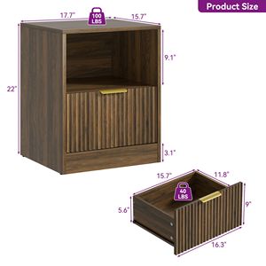 Modern Minimalist Hollow <b>Bedside</b> Cabinet Set with Golden Luxury Handles and Combination Drawers <b>Shelves</b> - Product Image 6