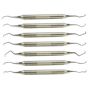 Ensemble de 7 pièces d'instruments dentaires en acier inoxydable chirurgical, curettes Gracey manuelles réutilisables, nettoyeur dentaire parodontal Shuja Surgico - Product Image 3