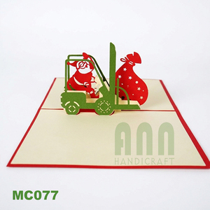 Handmade Pop-Up 3D Santa Lift Bag Custom Laser Cut 4-color Christmas Day Invitation Vietnam <b>Paper</b> Birthday Souvenir Gift Card - Product Image 3