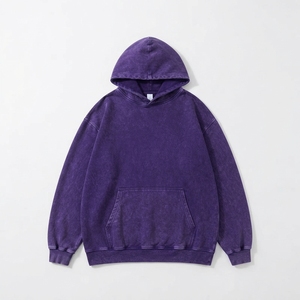 เสื้อฮู้ดดี้ยูนิเซ็กส์สไตล์วินเทจ ล้างสีแบบแอซิดวอช ทรงโอเวอร์ไซส์ ผ้าคอตตอนเทอร์รี่หนานุ่ม สตรีทแวร์ ปักลายตามสั่ง - Product Image 4
