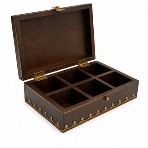 Caja de Almacenamiento Apilable Rectangular de Madera Hecha a Mano con Incrustaciones de Latón |   Caja Decorativa para Joyería y Regalos - Product Image 4