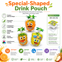 Pochette transparente à bec verseur réutilisable pour boissons, lait, thé, jus