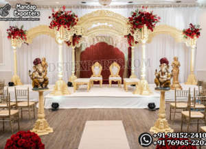 Fabricante de Mandaps de Boda con Arco Flotante Dorado, Compre un Mandap de Madera Tallada Personalizado, Último Modelo de Mandap de Boda Dorado en Oferta en el Reino Unido - Product Image 6