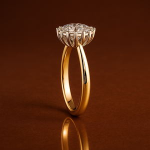 IGI Certified Round Lab Grown Diamond Engagement <b>Ring</b> for Women 14K Solid Gold Halo <b>Solitaire</b> <b>Ring</b> Custom Diamond Promise <b>Ring</b> - Product Image 4