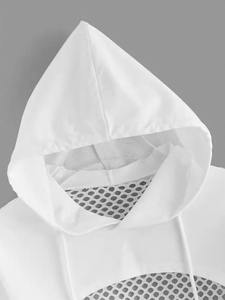 Sweat à capuche sportif Street Sport à épaules tombantes, avec cordon de serrage, découpes, coupe super courte, sans débardeur - Product Image 3