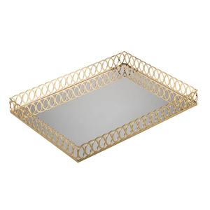 ถาดใส่ของอเนกประสงค์ทรงสี่เหลี่ยมสแตนเลสสตีลแบบร่วมสมัยพร้อมฐานสะท้อนแสงสำหรับห้องน้ำและโต๊ะทำงาน ใช้เก็บเครื่องประดับและอุปกรณ์บนโต๊ะ - Product Image 1