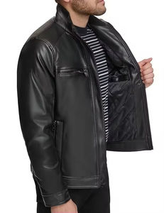 Wholesale Winter <b>Quilted</b> Men Leather Jacket | Breathable Biker Rider Jacket with Zipper | Custom OEM Leather Jackets - Product Image 6