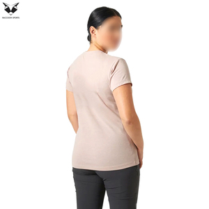 Camiseta de Algodón Suave Sostenible para Mujer, Fabricada en Fábrica, de Color Liso, Manga Corta, Cuello Redondo, Informal - Product Image 4