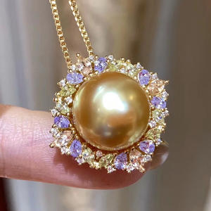 Accessoire 30192DIY pour femmes, pendentif en argent S925 avec perles de 11-12 mm et support vide pour pendentifs de collier en pierres précieuses - Product Image 1