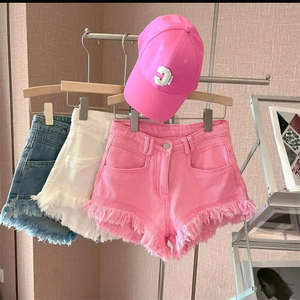 Nouveauté été : Short en jean décontracté pour femme, taille haute, à bords effilochés et franges - Product Image 6