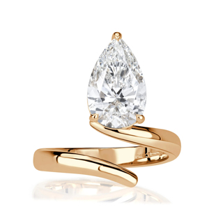 Bague de fiançailles pour femme en or massif 18 carats avec diamant rond, style classique - Product Image 2