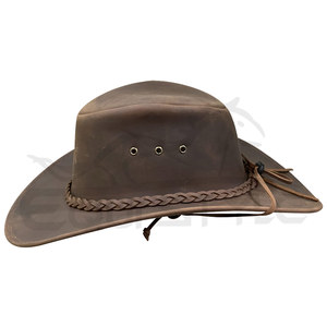 Bulk Crazy Horse Leather Cowboy <b>Hats</b> Braided <b>Band</b> Factory Price Brown Western <b>Hats</b> Wholesale Distributors Private Label - Product Image 2
