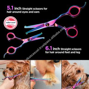 Ciseaux de toilettage en acier inoxydable pour animaux de compagnie, matériel de qualité supérieure, à bords tranchants, avec peigne, ensemble de 5 pièces, nouveauté - Product Image 4