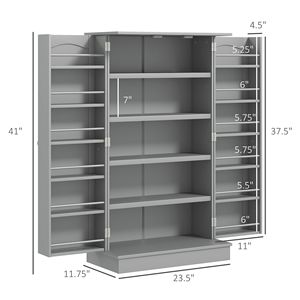 Armadio Moderno a 2 Ante in Truciolato con 5 Ripiani in Legno e 12 Portaspezie - Dispensa Grigia Regolabile - Product Image 3