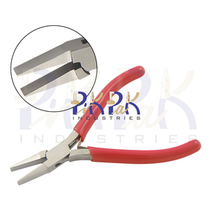 Pince à bec plat en acier inoxydable de 115 mm, poignées en PVC, mâchoires lisses, pour sertissage de circlips à ressort, coupe, pêche et fabrication de bijoux - Product Image 1
