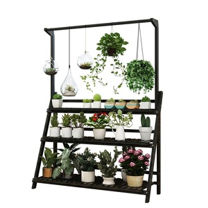Estante Metálico de 4 Niveles para Jardín, Soporte Plegable de Hierro para Plantas, Estante Decorativo con Grabados para Macetas, para Balcón - Product Image 4