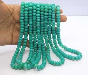 Cuentas de Calcedonia Verde Natural en Forma de Rondelle Lisa de 7-7.5 MM, Cuentas de Piedra Preciosa de Crisoprasa, Rondelle de Calcedonia Verde - Product Image 1