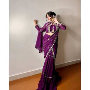 Beautiful Lehenga <b>Saree</b> for Parties Mirror Work Indian & Pakistani Clothing - Product Image 6
