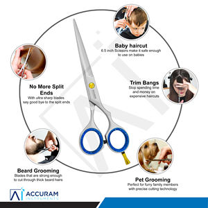 Tijeras de Peluquería Profesionales Accuram, Ecológicas, Reutilizables, de Acero Inoxidable con Filo de Cuchilla para Peluquería y Estilismo - Product Image 5