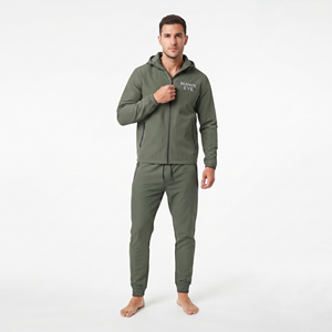 <b>Men's</b> Nylon <b>Polyester</b> Tracksuit Set Full Zip Hoodie Hooded Jacket <b>Jogger</b> Pants Solid Color Two Piece Set For <b>Men</b> - Product Image 2