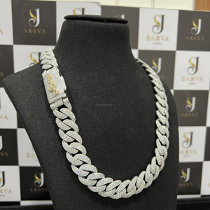 Collier chaîne fine Hip Hop Miami Cuban Link personnalisé en or blanc 14 carats avec diamants de laboratoire glacés, cadeau pour homme et femme, certifié - Product Image 3