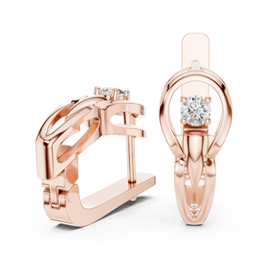 Boucles d'oreilles pendantes minimalistes de luxe en or rose 10K avec diamant de laboratoire de 0,18 ct taille brillant rond et design solitaire élégant - Product Image 2