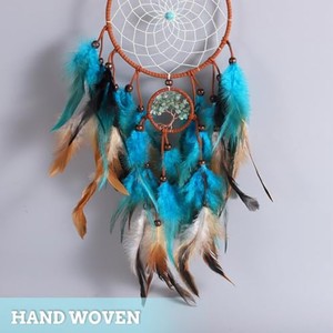 Attrape-rêves artisanal en bois de bambou avec plumes colorées |   Vente en gros - Product Image 5