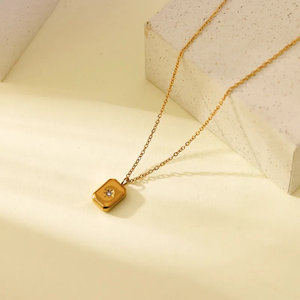 Collar Geométrico para Mujer con Acero Inoxidable 304 Electrochapado y Cadena de Cable Chapada en Oro Real de 18K - Product Image 3