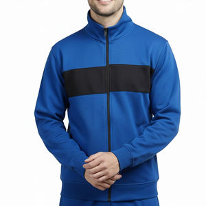 Survêtement d'hiver pour homme de haute qualité |   Col montant et logo sur le devant |   Vêtements de sport de couleur unie |   Fournisseur OEM - Product Image 4