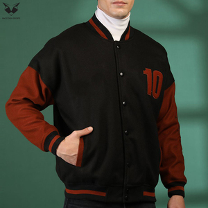 Winter Warm Fleece Varsity Jacket Custom Sweatshirt Fabric Snap Button Casual Cheap Blank Sports Bomber Jackets - Product Image 2