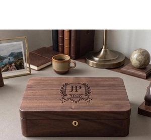 Caja de Madera de Nogal Personalizada, Rectangular, Grabada con JP 2026, Decoración de Mesa Hecha a Mano, Regalo Empresarial - Product Image 5