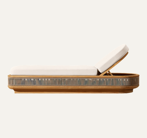 Tumbona Moderna de Madera de Teca Premium para Exteriores, Respaldo Ajustable con Cuerda Tejida, Estilo Contemporáneo, Tumbona para Piscina - Product Image 1