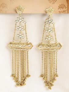 Women's Lightweight Gold Plated Alloy Drop Earrings Beads Artistic Crystal Rhinestone Imitation Pearl Oval Cut Claw Setting - Product Image 3