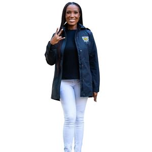 Chaqueta Negra Sigma Gamma Rho para Mujer, Estilo Ligero, Casual, con Botones, para Hermandades Griegas - Product Image 1