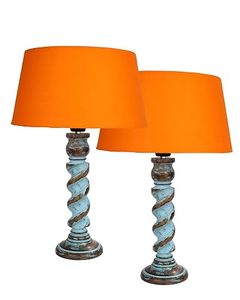 Lámpara de Mesa Rústica con Base de Madera Flotante y Pantalla de Tela, Lámpara de Pie Decorativa Cálida para Dormitorio o Sala de Estar - Product Image 3