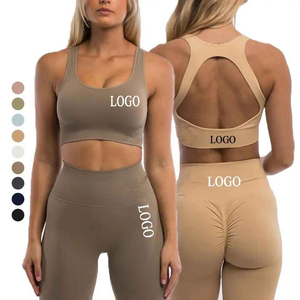 Women 2 Piece Seamless Yoga Set High Waist Full Length <b>Leggings</b> <b>Crop</b> Top Solid Stretch Fitness Workout Matching Outfit wholesale - Product Image 6