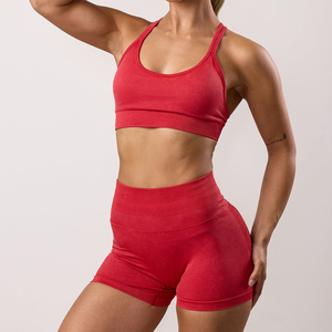 Soutien-gorge de sport dos nageur rouge pour femme, dernière conception, maintien élevé, sans coutures, couleur unie, pour le fitness - Product Image 6