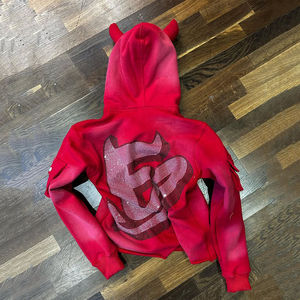 Sudadera con capucha y cremallera para hombre, con pedrería, talla grande, 2026 |   Chaqueta de invierno con estampado de letras |   Collar con Pedrería Estilo Urbano OEM - Product Image 5