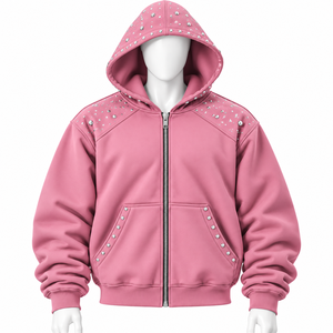 Sweat à capuche zippé pour homme, grande taille, en coton épais, respirant, avec poche, logo personnalisé imprimé, service OEM, en vente - Product Image 4