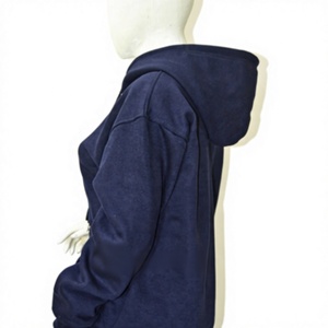 Sudadera Clásica Azul Marino para Mujer con Capucha Delantera, Lavado Ácido, Forro Polar de Algodón Suave, Transpirable, Ropa Deportiva Personalizada al por Mayor, Larga - Product Image 1