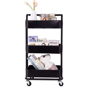 Carrello Portaoggetti Moderno a 3 Ripiani per Cucina, con Maniglia Nera in Plastica YS e Ruote Staccabili, per Camera da Letto, Ufficio, Soggiorno - Product Image 3