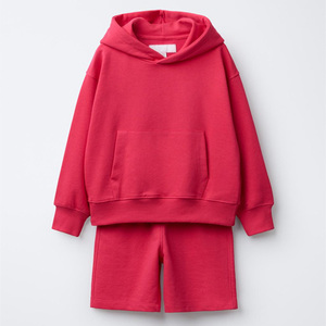 Conjunto de Sudadera Holgada y Pantalones Cortos para Mujer, Color Sólido, Tejido de Algodón, Dos Piezas, Ropa Casual para Estar en Casa, Estilo Otoñal - Product Image 1