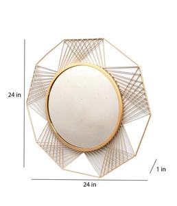 Modern Geometric Wall Mirror Round Metal <b>Frame</b> Decorative Home Accent Mirror 6mm Thickness - Product Image 3
