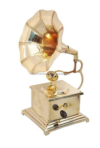 Home Decorative Polished Gold-Plated Gramophone Showpiece for Office Desk Mini Handicraft <b>Vintage</b> Brass for Living Room Gift - Product Image 5