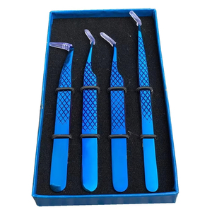 OEM Design <b>Set</b> of 4 Diamond Grip Eyelash Extensions Tweezers - Japanese Steel Lash Supply Eyelash - Product Image 6